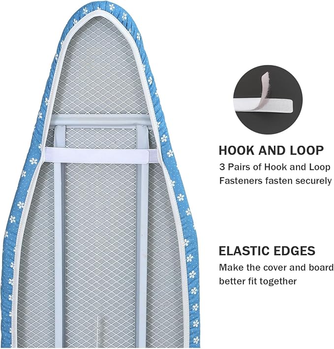Ironing Board Cover and Pad Standard Size 15 x 54, 3 Pairs of Hook and Loop - Image 4