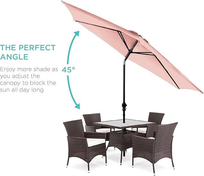 Best Choice Products 10ft Outdoor Table Compatible Steel Polyester Market Patio Umbrella w/Crank and Easy Push Button Tilt - Image 2