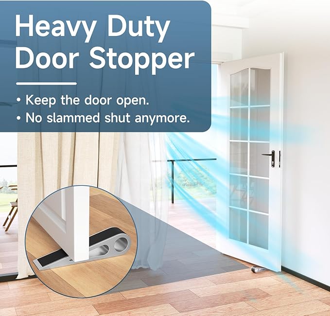 Heavy Duty Door Stopper for Bottom of Door, Aluminum & Rubber Door Stop Wedge- - Image 3