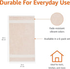 Amazon Basics Fade-Resistant 100% Cotton Hand Towel, Blush Pink - Image 3