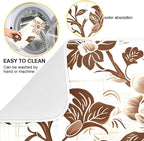 Brown Beige Floral Leaves Dish Drying Mat - Image 2