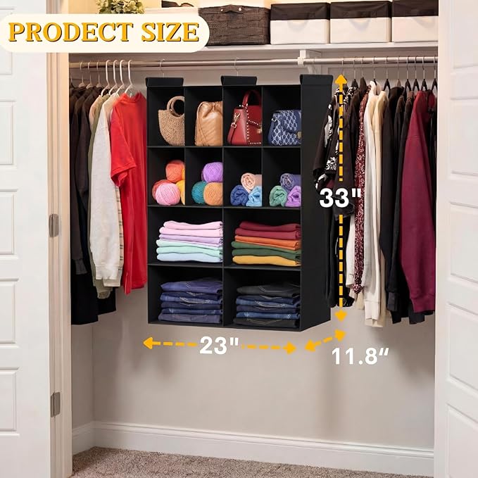 Ofiray-home 4 Tier Hanging Closet Organizer, 12 Compartments Sweater Organizer - Image 3