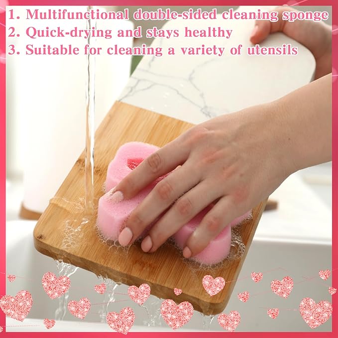 Tioncy 12 Pack Pink Bow Kitchen Sponges Bulk Pink Coquette Dual Sided - Image 6