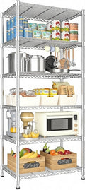Xcity Storage Shelves, 6 Tier Heavy Duty Metal Shelving Unit, 2400 LBS Capacity Adjustable Steel Wire Shelf Organizer for Pantry, Kitchen, Garage, 14" D x 30" W x 70" H, Chrome by Unknown