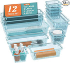 12-Piece Drawer Organizer Set, 4 Sizes Versatile Plastic Vanity Organizer by Unknown