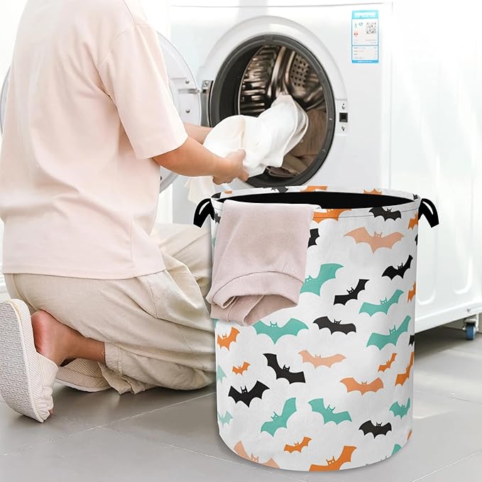 Colorful Bats Laundry Basket, Halloween Foldable - Image 7