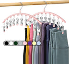 Legging Organizer for Closet, Metal Yoga Pants Hangers 2 Pack w/10 Clips Holds by Volnamal