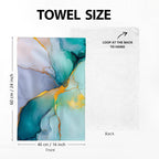 Teal Gold Kitchen Towel Set of 4 Soft Absorbent Marble Texture Turquoise - Image 2
