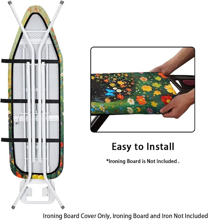 Sprowallow Black Cat Daisy Ironing Board Covers 15 x 54 inch Drawstring - Image 4
