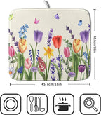 Spring Colorful Flower Dish Drying Mat 16x18 Inch Spring Summer Wildflowers - Image 2