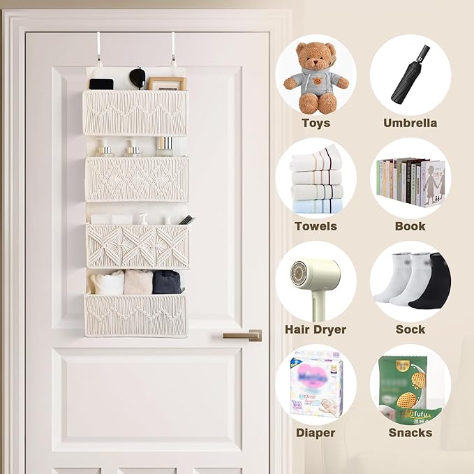 Over the Door Organizer Macrame Boho Nursery Storage - Image 6