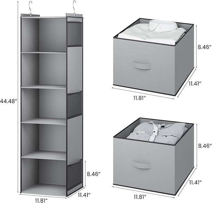 YOUDENOVA Hanging Closet Organizer, 5 Tier Hanging Closet Shelves - Image 3