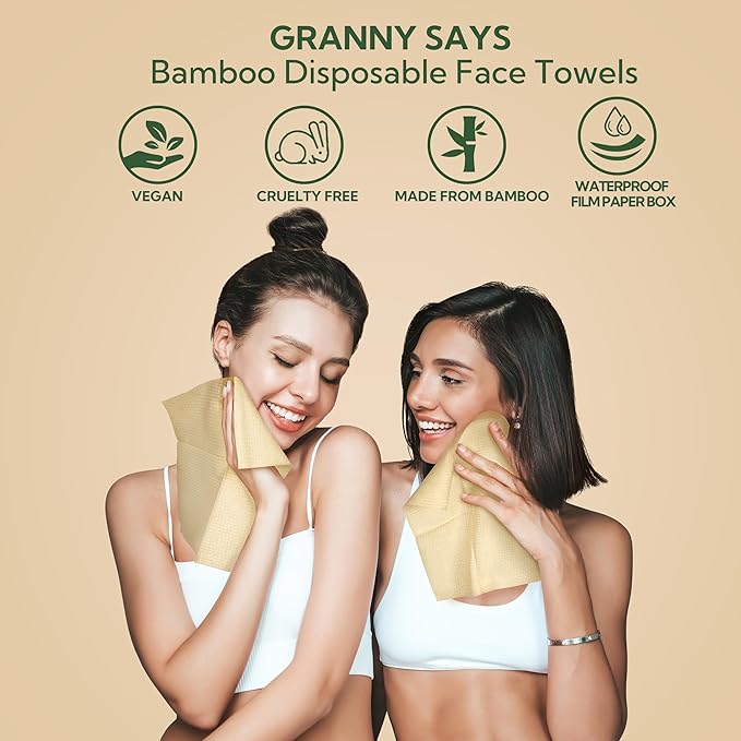 GRANNY SAYS Disposable Face Towels, Bamboo Viscose Face Towelettes Disposable - Image 3