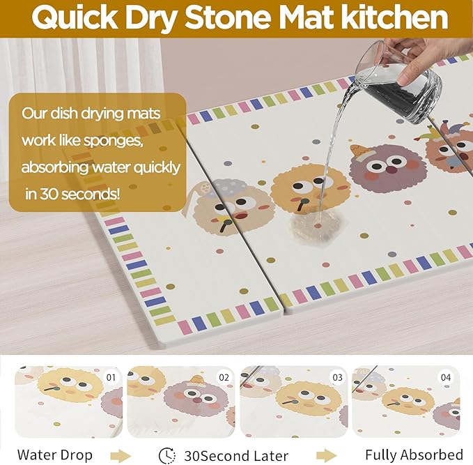 Stone Drying Mat for Kitchen Counter, Large Stone Dish Drying Mat - Image 3