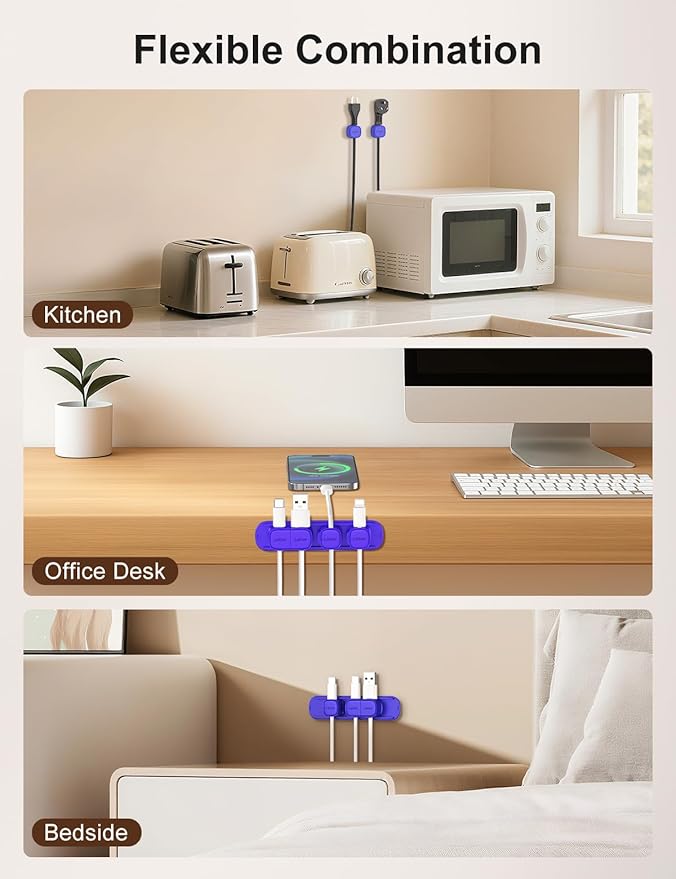6 Pack Magnetic Cable Clips, Laitver Cord Organizer Holder Strong Adhesive Desk - Image 5