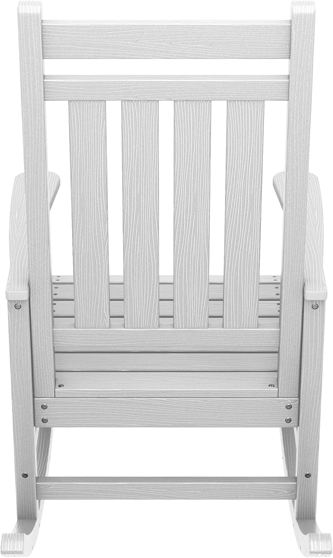 SERWALL Outdoor Rocking Chair, HDPE Rocking Chair for Adults, All Weather Porch Oversized Rockers for Lawn Garden, White - Image 10