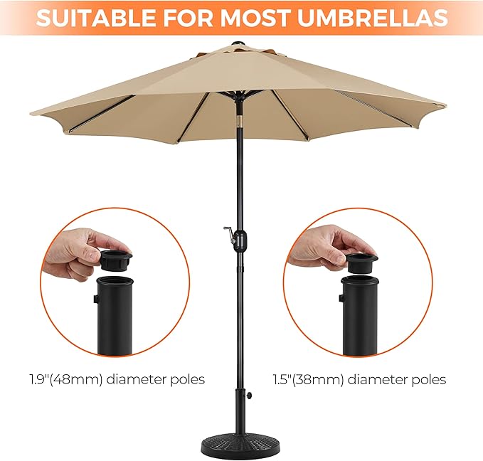 Yaheetech 31lbs Umbrella Base, Heavy Duty Patio Umbrella Base Stand, Round Resin Umbrella Base Stand, Outdoor Market Umbrella Base for Garden, Backyard, Beach - Image 6
