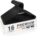 HOUSE DAY Black Plastic Hangers 16 Pack, Space Saving Coat Hanger, Clothes by HOUSEDAY