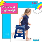 Delxo Folding Step Stool, 13 inch Non-Slip Foldable Stools for Kids & Adults Up to 300 LBS, Step Stool with Handle, Lightweight for Kitchen, Bathroom, Bedroom, Garden, Blue, 1PC - Image 3