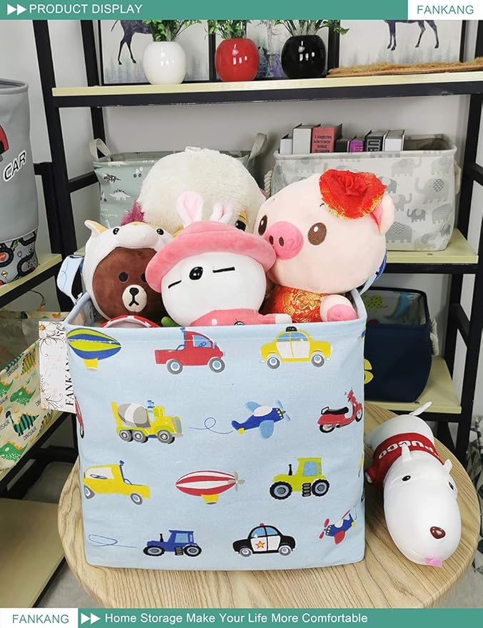 FANKANG Square Nursery Hamper Storage Bins Canvas Laundry Basket Foldable - Image 3