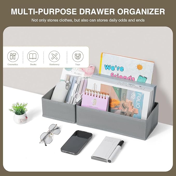 DIMJ Drawer Organizer Clothes Set of 8, Foldable Closet Drawer Bins, Underwear - Image 6