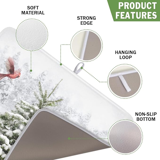 Winter Forest Dish Drying Mat for Kitchen Counter Silvery White Pine Trees Snow - Image 3