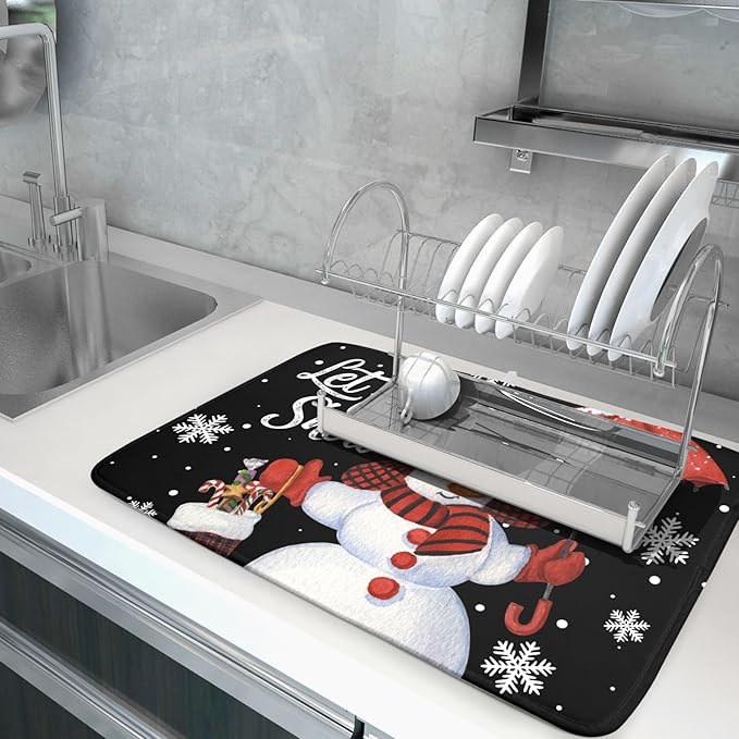 Let It Snow Dish Drying Mat, Winter Dish Drying Mat - Image 5