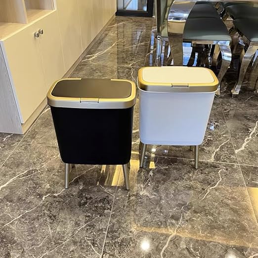 Procade 2Pack Trash Can with Lid, Modern Bedroom Garbage Can with Gold Edge - Image 6