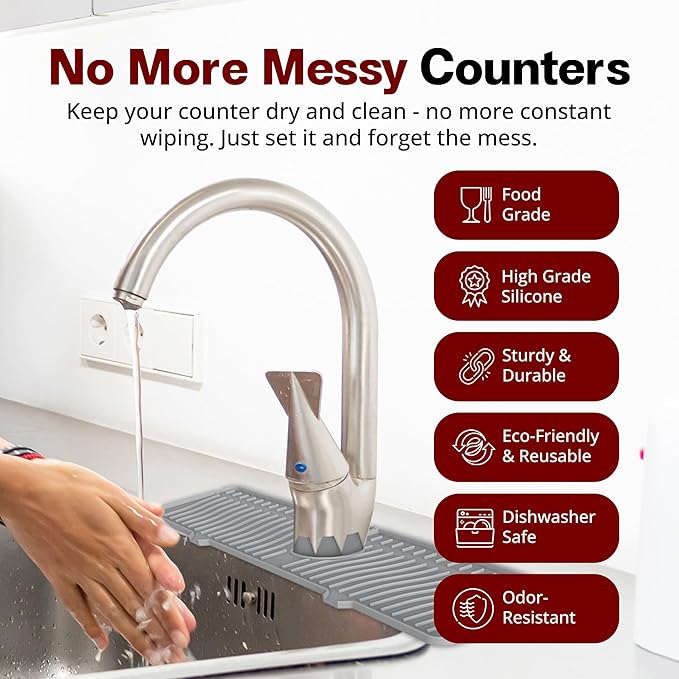 ODRAGO Silicone Kitchen Sink Splash Guard - Image 4