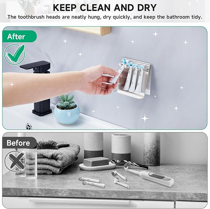 Electric Toothbrush Head Holder Adhesive or Tabletop, Tooth Brush Holder - Image 8