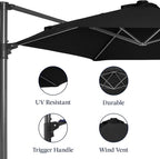 Best Choice Products 10ft Offset Cantilever Hanging Market Patio Umbrella, Smooth 360° Rotation, 8 Sturdy Ribs, Easy Adjustment - Black - Image 7