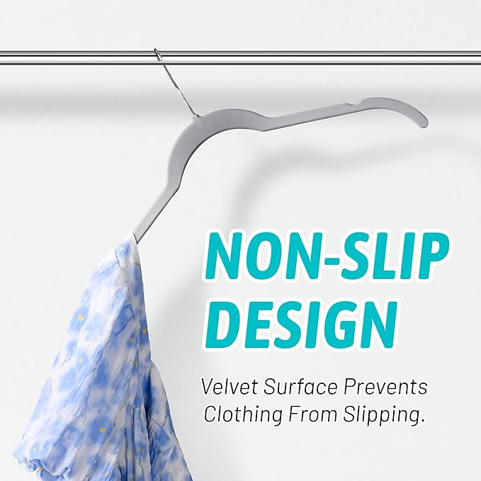 Premium Velvet Shirt Hangers 50 Pack, Space-Saving Non-Slip Felt Hanger - Image 4
