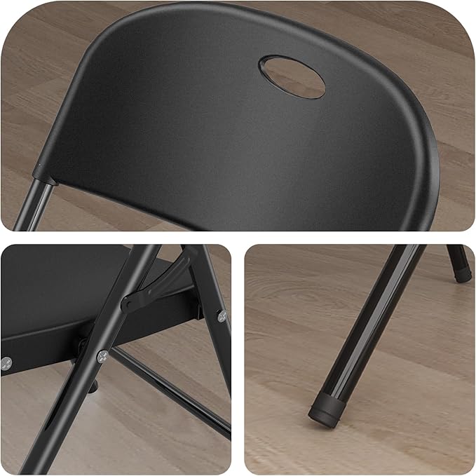 Nazhura 350 Weight Limit Heavy Duty Plastic Folding Chair with Reinfoced Steel Frame for Indoor and Outdoor, Wedding, Party, Restaurant, Meeting Room, Patio and Garden (Black, 8 Pack) - Image 5