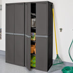 Sterilite 2-Pack 4 Shelf Cabinet, Lockable Utility Storage w/Adjustable Shelves, Gray - Plastic Shelving Unit for Organizing Garage, Pantry, Basement, Laundry Room or Mudroom - Image 2