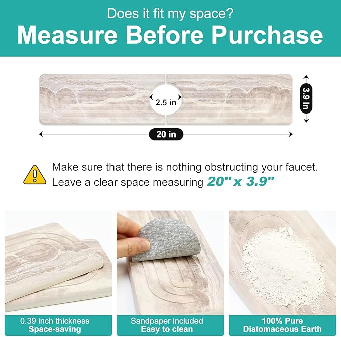 Diatomite Faucet Mat for Kitchen Sink Protector Stone Quick Dry Around Faucet - Image 4