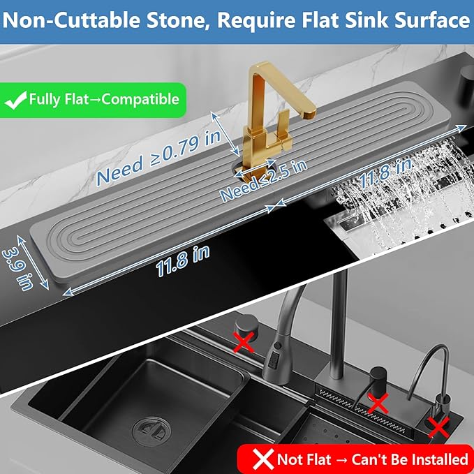 24'' Longer Faucet Mat for Kitchen Sink Stone Faucet Mat for Kitchen Sink - Image 2