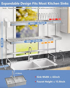 3 Tier Extra Large Over The Sink Dish Drying Rack, Expandable Stainless Steel - Image 2