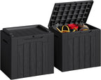 JUMMICO 31 Gallon Resin Deck Box Waterproof Indoor Outdoor Storage Boxes for Patio Furniture Cushions and Garden Tools (Black, 31gallon-2 Packs) by JUMMICO