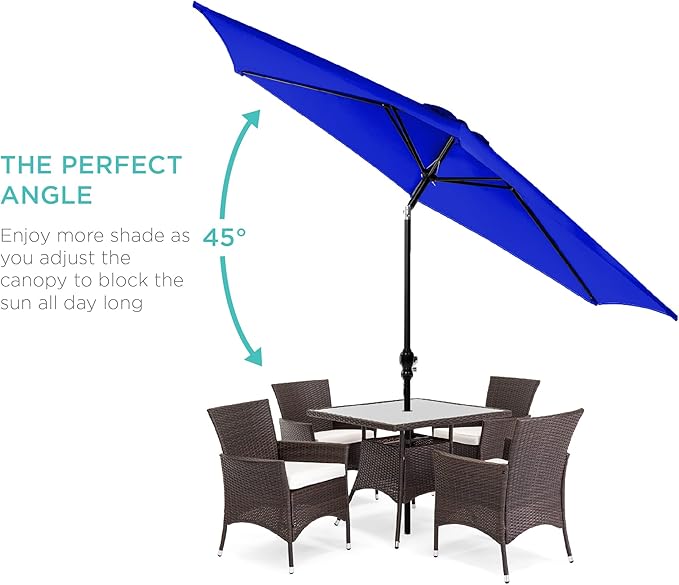 Best Choice Products 10ft Outdoor Table Compatible Steel Polyester Market Patio Umbrella w/Crank and Easy Push Button Tilt - Image 2