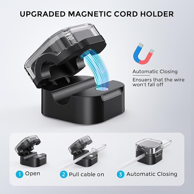 AhaStyle Magnetic Cable Organizer 6 Pack Cord Cable Holders Clips Strong - Image 2