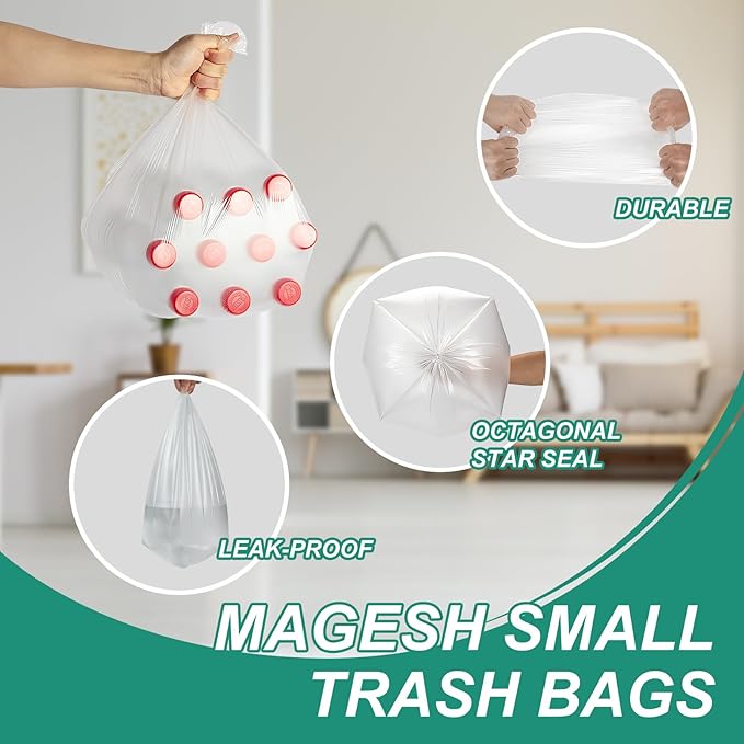 Magesh 4-6 Gallon Trash Bag Strong, Leakage-Free, Small Garbage Bags Unscented - Image 3