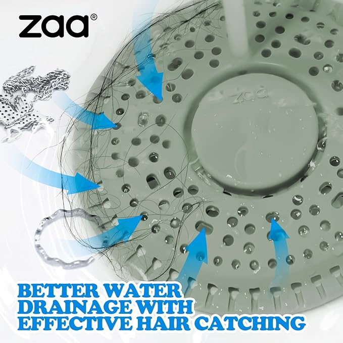 zaa Shower Drain Hair Catcher, 2 Pack Premium Silicone Drain Protector & Shower - Image 2