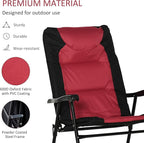Outsunny Oversized Folding Rocking Camping Chair Set of 2, Padded Outdoor Rockers with High Back and Armrests, Portable Outdoor Patio Chairs with Steel Frame for Garden, Porch, Lawn, Red - Image 6
