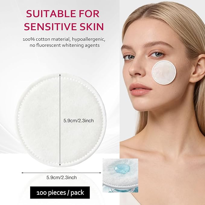 600 PCS Cotton Rounds–100 Count-Soft, 100% Pure Cotton Face Pads - Image 7