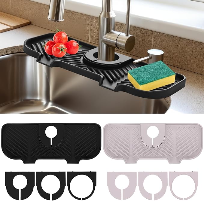 2 Pcs Silicone Faucet Splash Guard 10.6 ” x 4.3” Kitchen Sink Splash Guard by Teenyyou