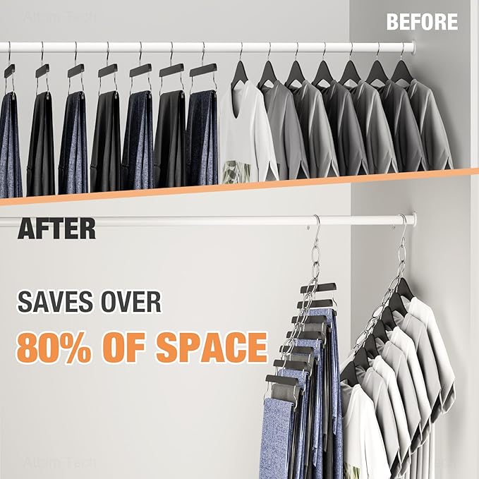 NiHome Clothing Chain Hanger 10-Pack, Metal Closet Organizer Space Saving - Image 2