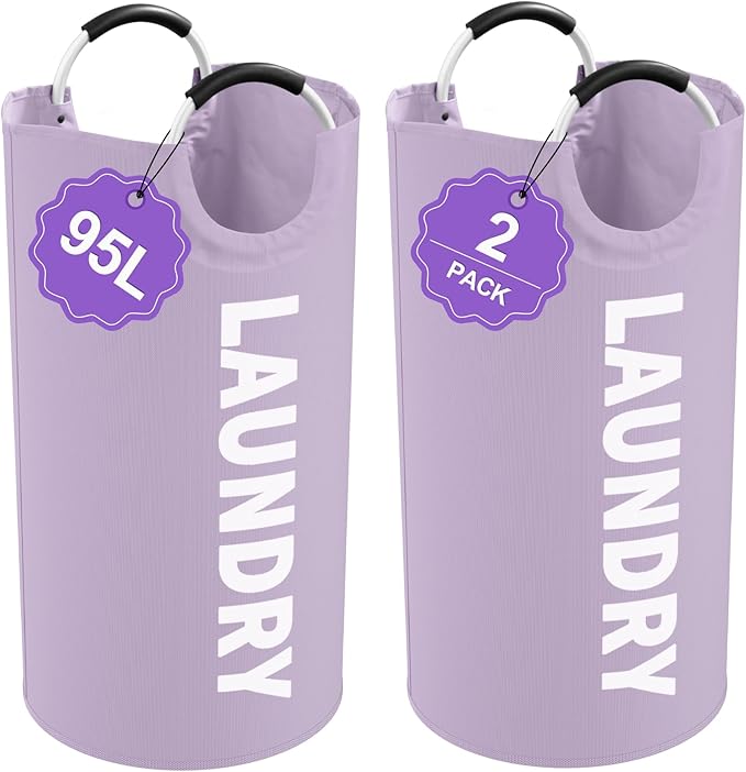 2Pack 95L Purple Collapsible Laundry Basket by IHOMAGIC