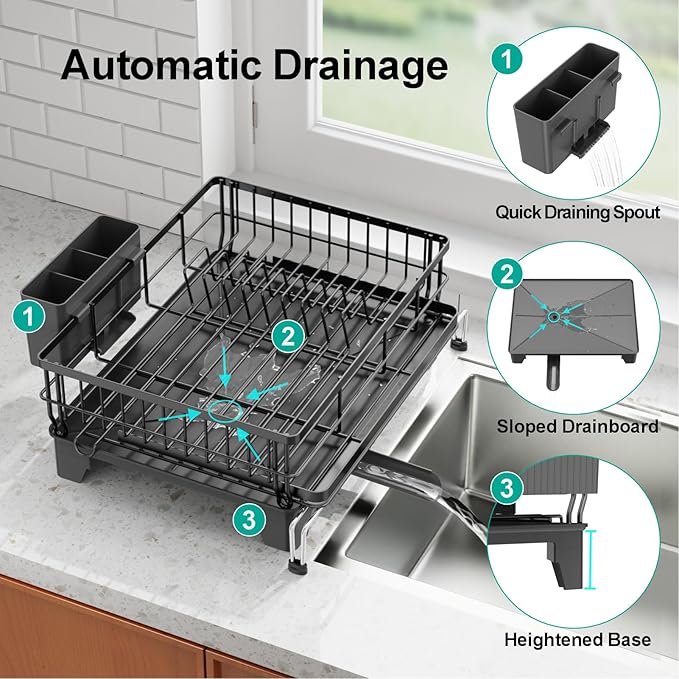 Swedecor Extendable Dish Drying Rack - Image 7