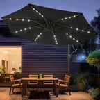wikiwiki 10ft Solar LED Patio Umbrella with Base Included, Offset Umbrella with Weighted Sandbag Base, Cantilever Patio Umbrellas for Backyard, Garden & Deck, 32 LED Lights & Polyester Shade, Black - Image 9