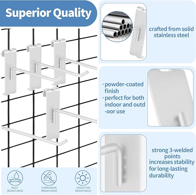 20Pcs Gridwall Hooks, Metal Grid Panel Hanging Peg Hooks, Grid Wall Accessory - Image 3